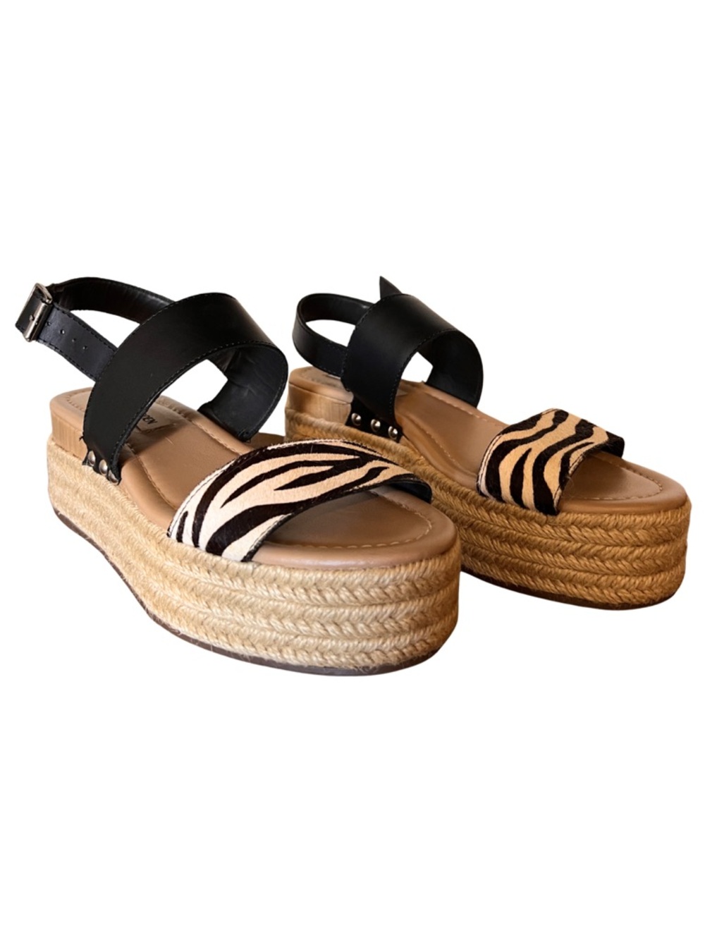 Steve Madden Fifer Zebra Espadrille Platform Sandals